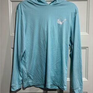 Men’s Size Small Light Blue UPF long sleeve shirt with hood